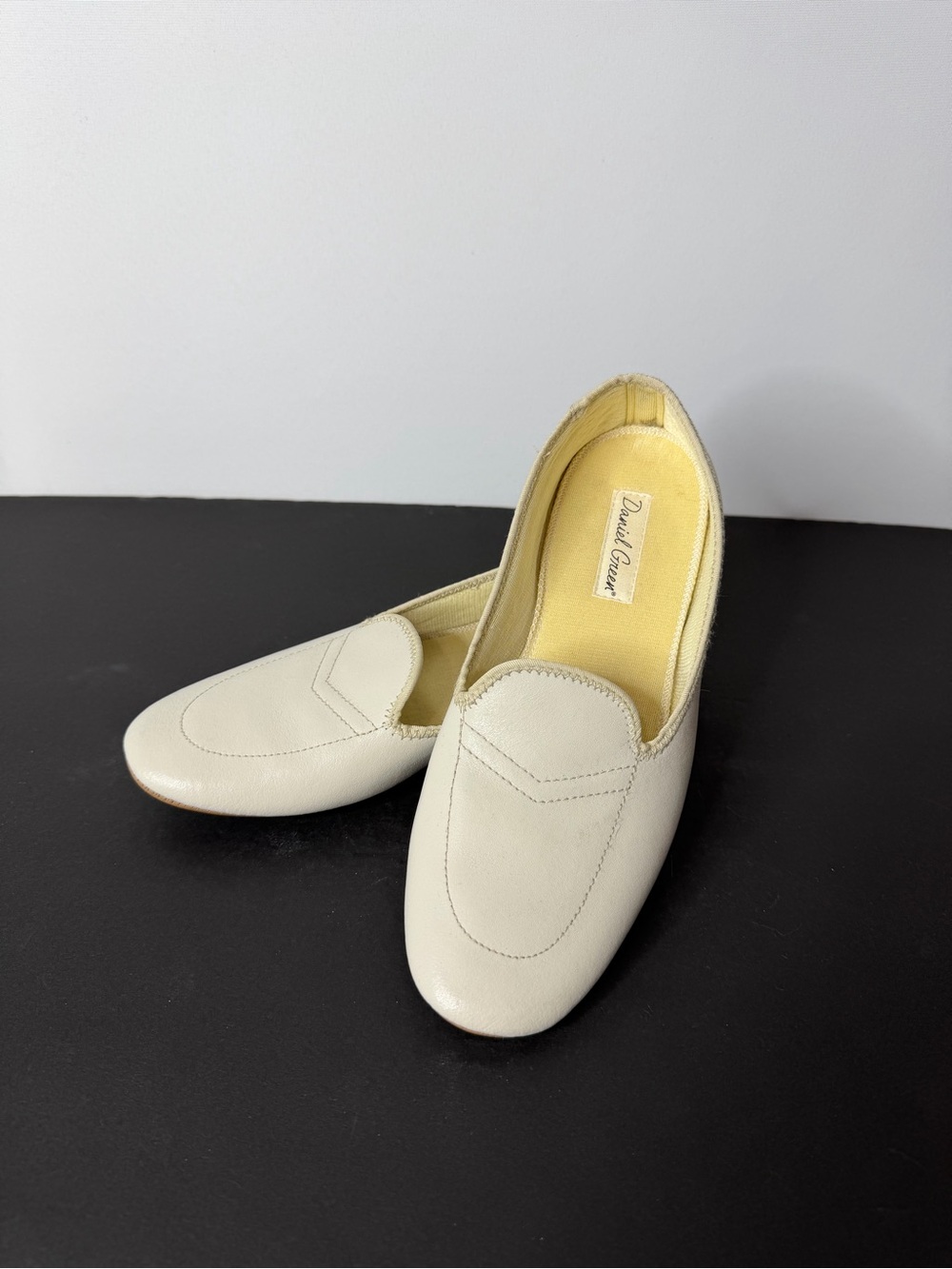 David Curran Cream Leather Women's Loafers